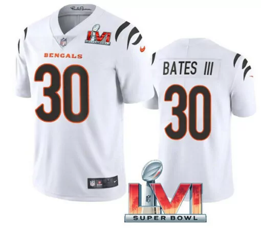 Jessie Bates Iii 30 Bengals Jersey White Super Bowl Lvi Men Black Orange Vapor Stitched