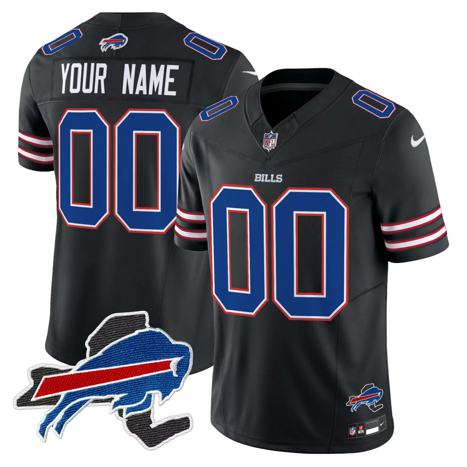 Custom Buffalo Bills Jersey Black Nflpa Men Blue Red White Vapor v3 All Stitched