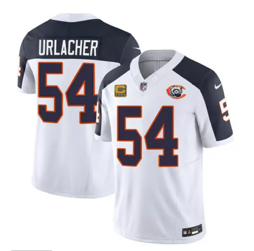 Brian Urlacher 54 Chicago Bears Jersey White Men Replica Navy Blue Orange Stitched