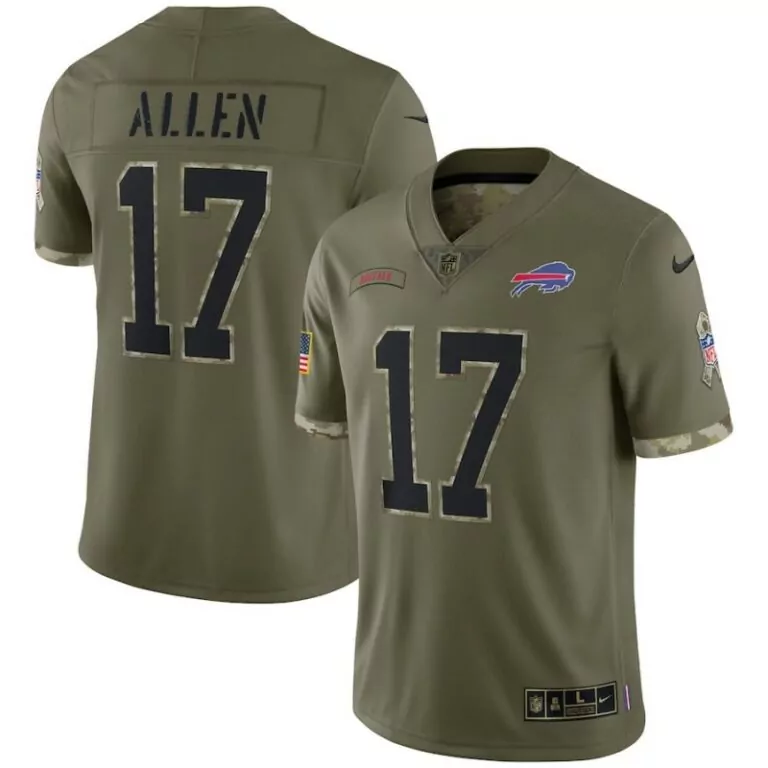 Josh Allen 17 Buffalo Bills Jersey Olive Green Salute To Service Us Flag Men Authentic