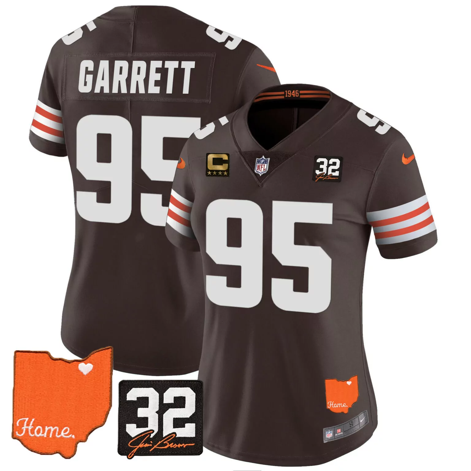Myles Garrett 95 Cleveland Browns Jersey Brown History Captain's Ohio Home Men Orange