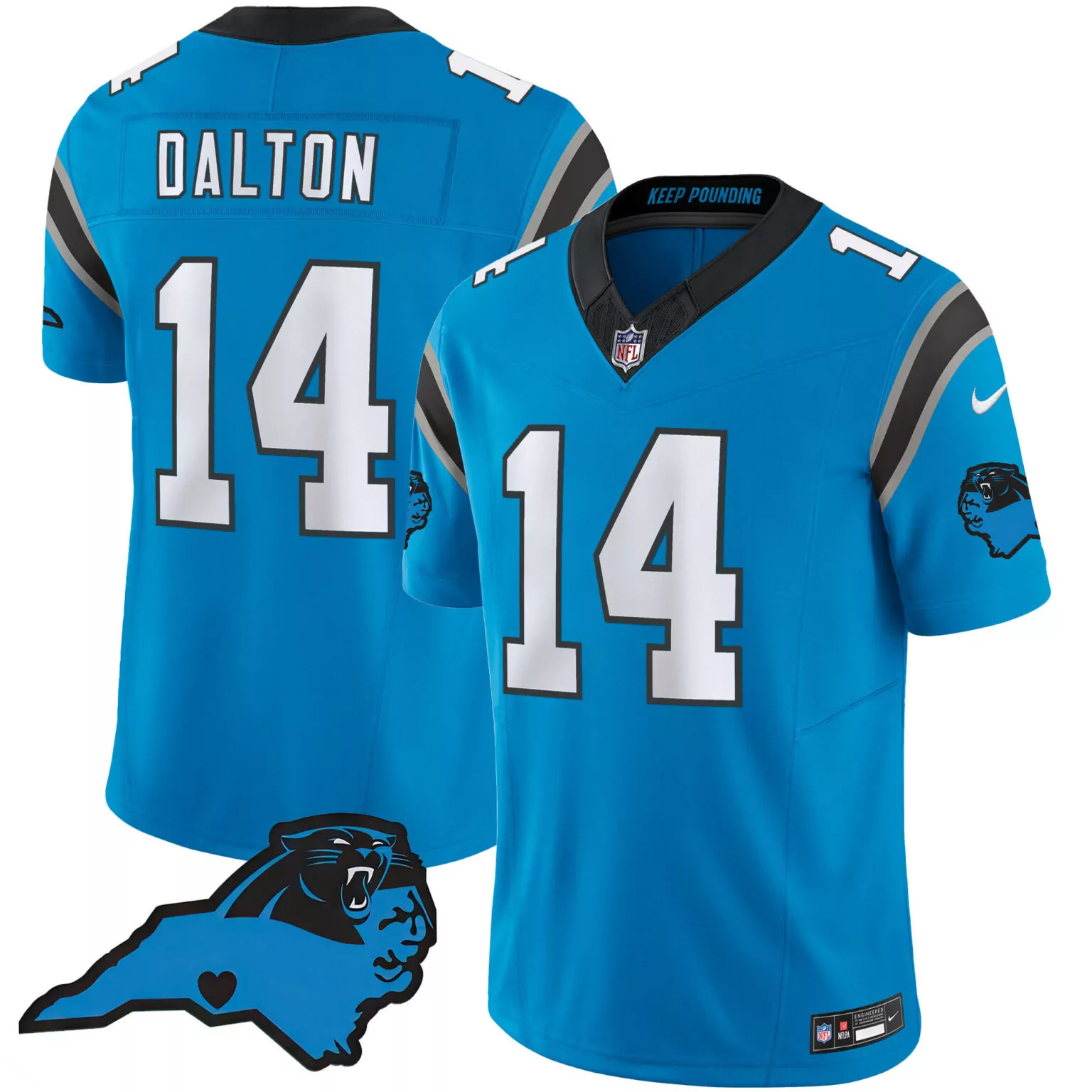 Andy Dalton 14 Carolina Panthers Jersey Blue Nflpa Men Player Black White All Stitched