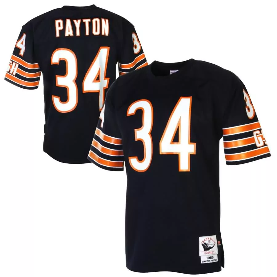 Walter Payton 34 Chicago Bears Jersey Black Men Replica Orange White Throwback