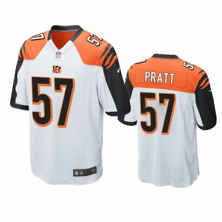 Germaine Pratt 57 Bengals Jersey White Men Traditional Orange Black Game