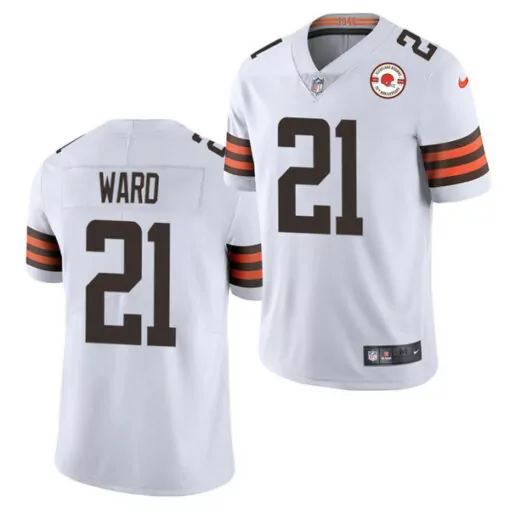 Denzel Ward 21 Cleveland Browns Jersey White Men Brown Orange Anniversary Vapor Stitched
