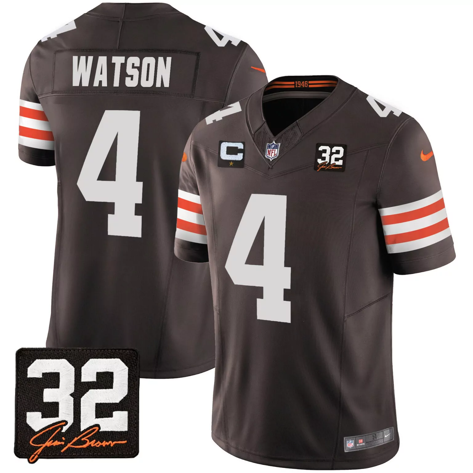 Deshaun Watson 4 Cleveland Browns Jersey Brown Throwback Joe 32 2023 Men Design White