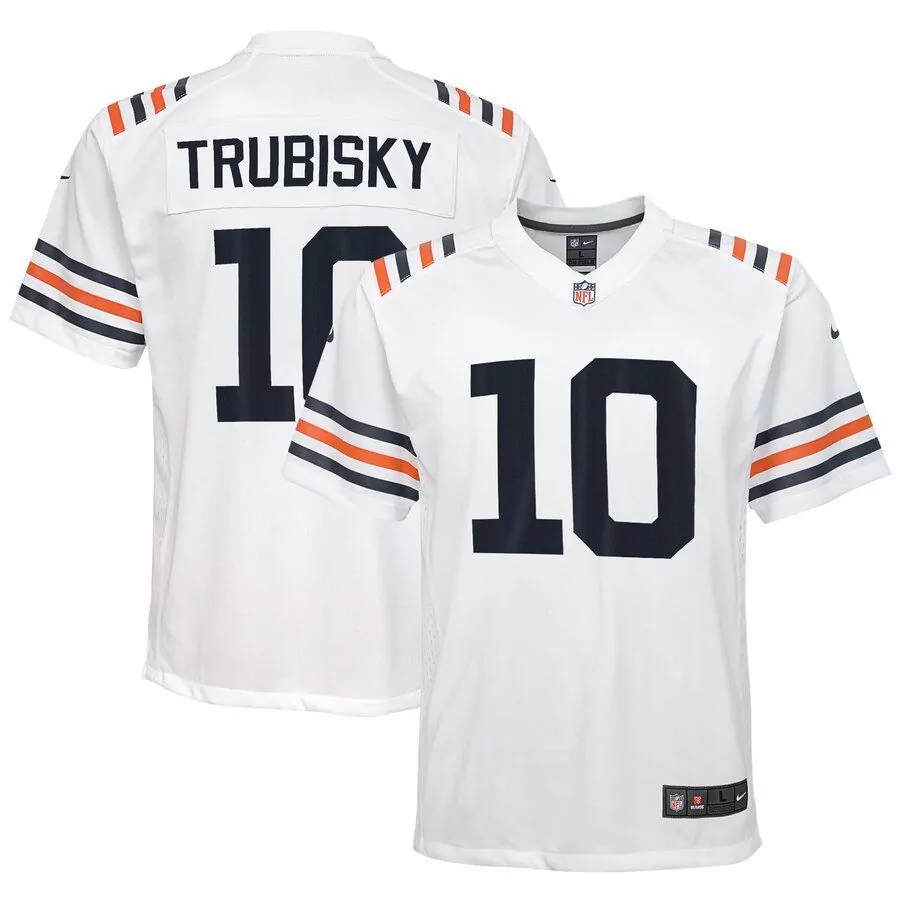 Mitchell Trubisky 10 Jersey White Chicago Bears Men Standard Alternate Navy Blue
