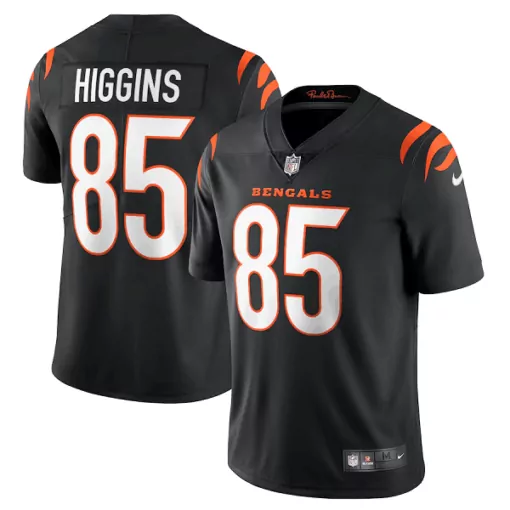 Tee Higgins 85 Bengals Jersey Black Men Orange White Vapor Stitched