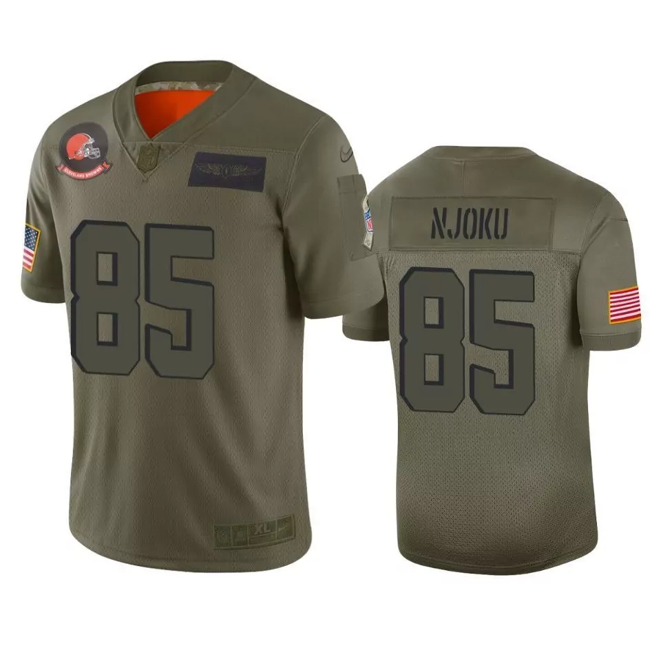 David Njoku 85 Cleveland Browns Jersey Olive Drab Salute To Service American Flag