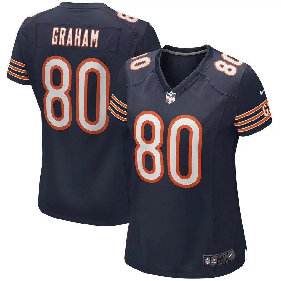Jimmy Graham 80 Bears Jersey Navy Blue Men Replica Orange White Game