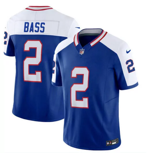 Tyler Bass 2 New York Giants Jersey Blue Men White Red Throwback Vapor Stitched