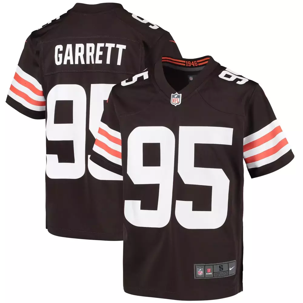 Myles Garrett 95 Cleveland Browns Jersey Brown Youth Standard White Orange Game