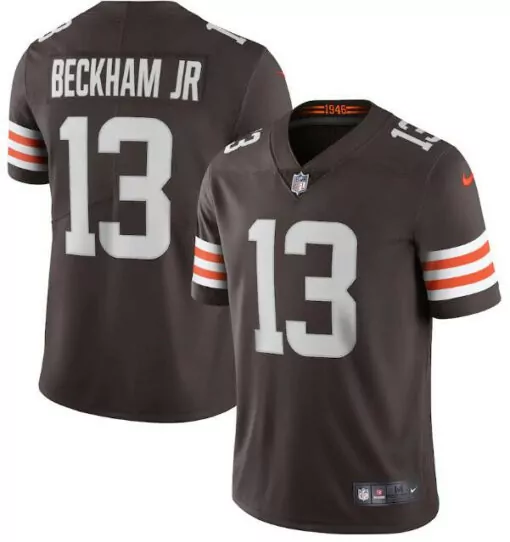 Odell Beckham 13 Cleveland Browns Jersey Brown Men Replica White Orange Vapor