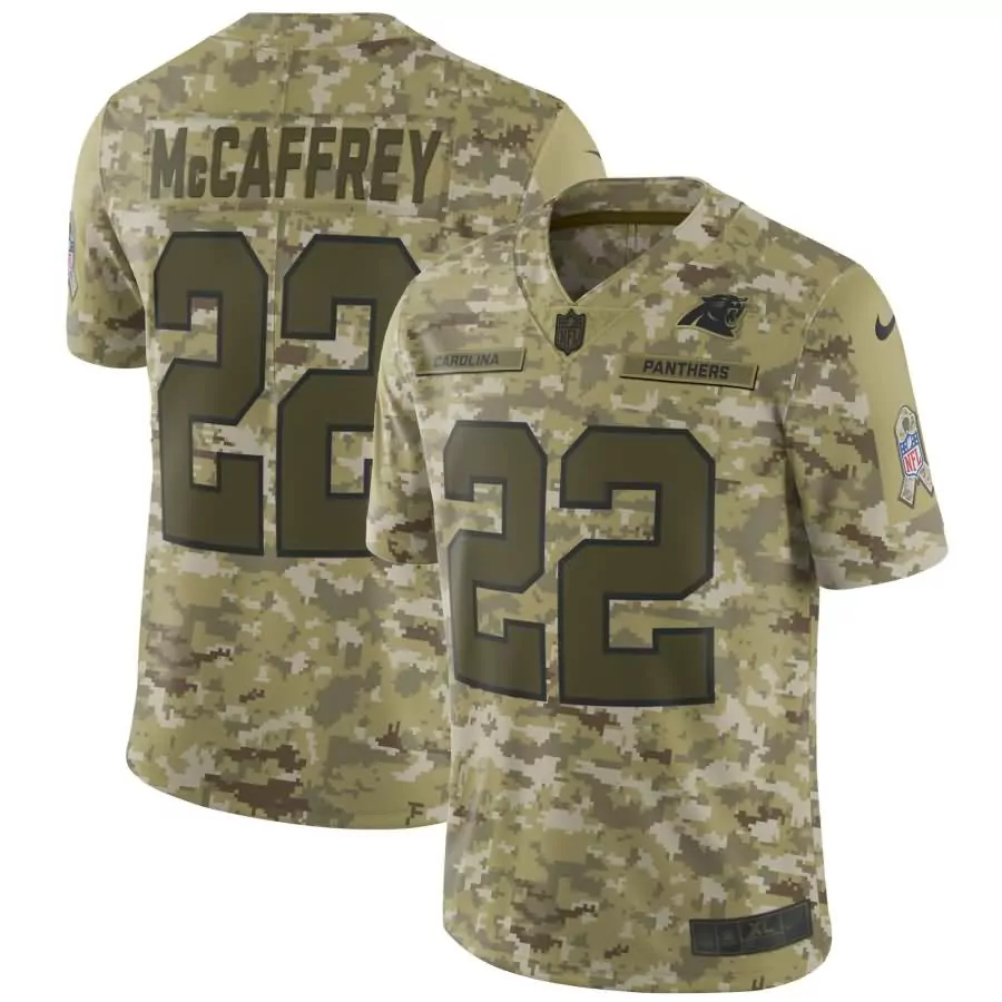 Christian Mccaffrey 22 Panthers Jersey Camouflage Salute To Service Men Custom Design