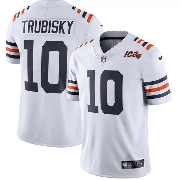 Mitchell Trubisky 10 Jersey White Chicago Bears Men Standard Alternate Navy Orange
