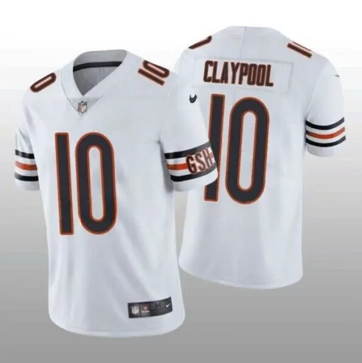 Chase Claypool 10 Chicago Bears Jersey White Men Standard Orange Navy Vapor Stitched