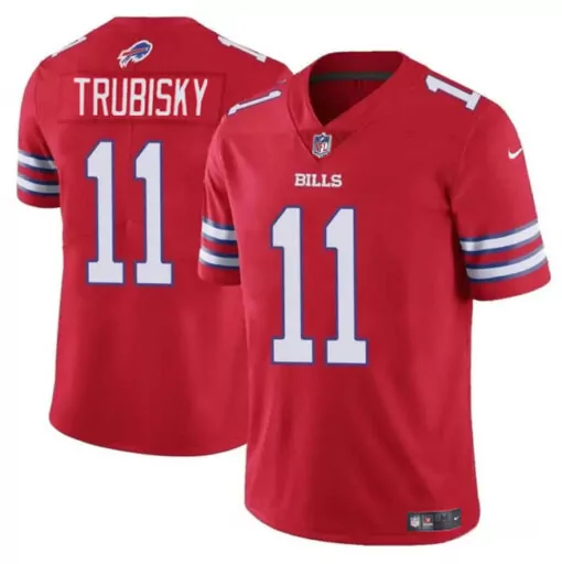 Mitchell Trubisky 11 Bills Jersey Red Men Standard White Blue Vapor Limited Stitched