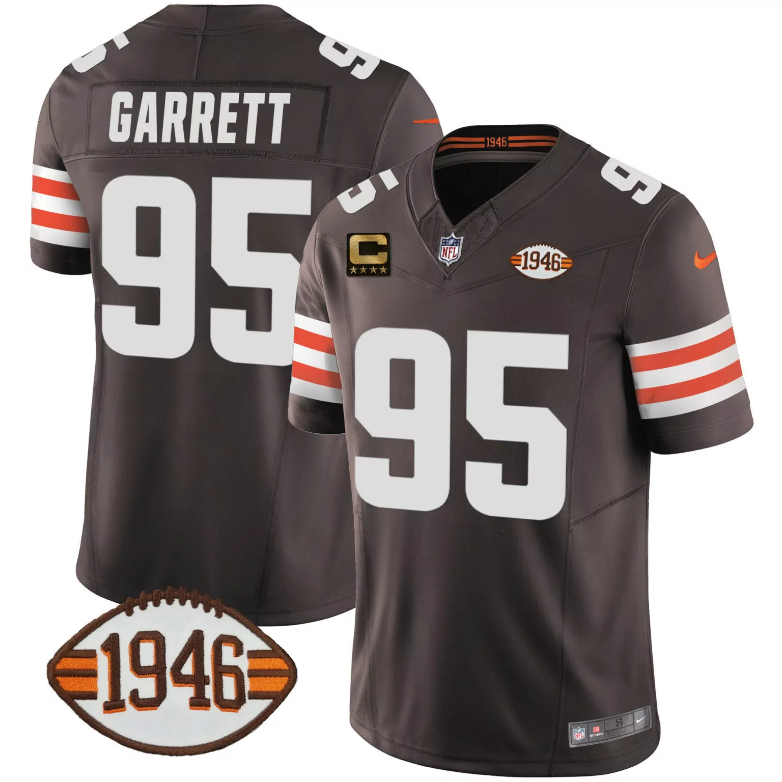 Myles Garrett 95 Cleveland Browns Jersey Brown Men White Orange Anniversary All Stitched
