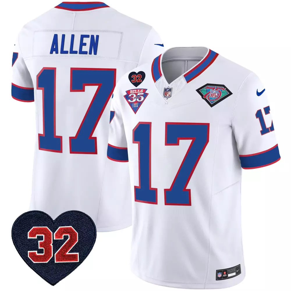 Allen 17 Buffalo Bills Jersey White 35 1960 1994 Men Player Blue Red Throwback Vapor