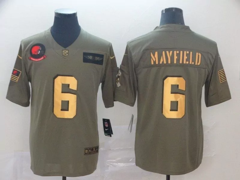 Baker Mayfield 6 Cleveland Browns Jersey Olive Green Salute To Service Air Force Wings