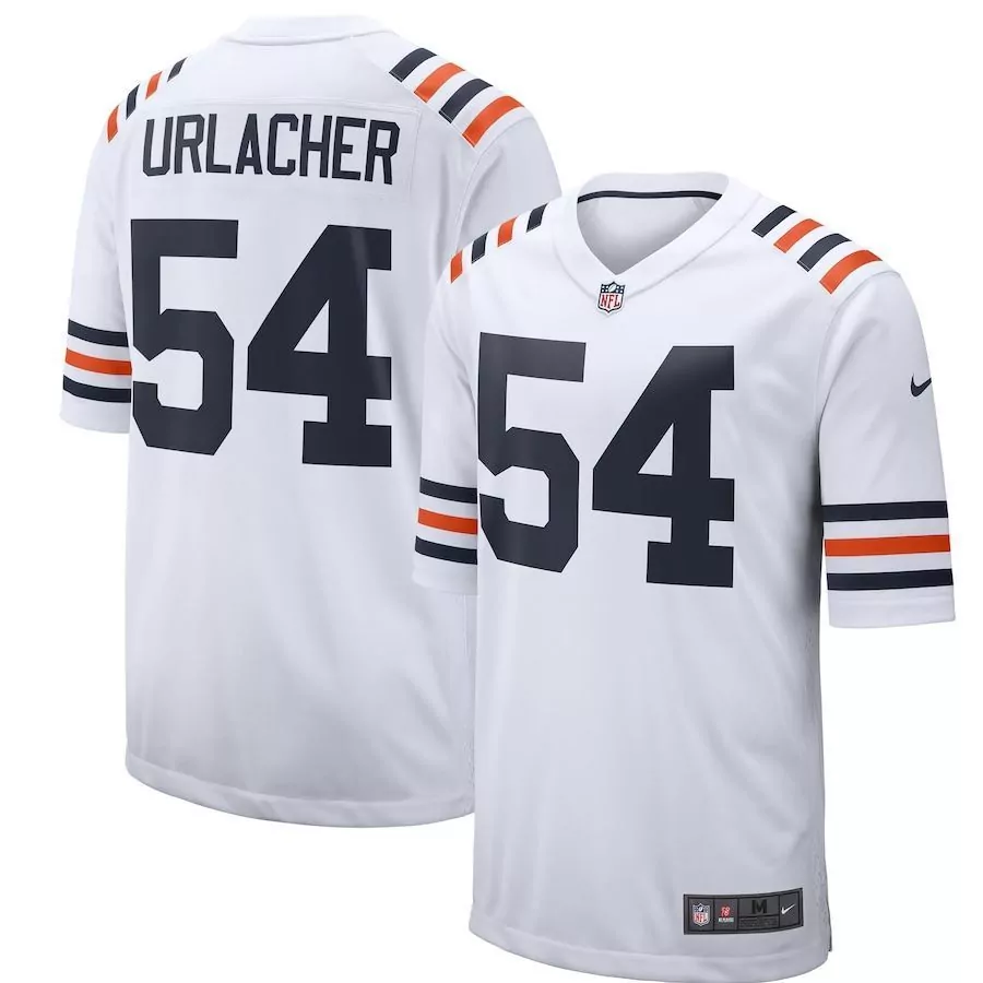 Brian Urlacher 54 Chicago Bears Jersey White Men Navy Blue Orange Alternate Classic