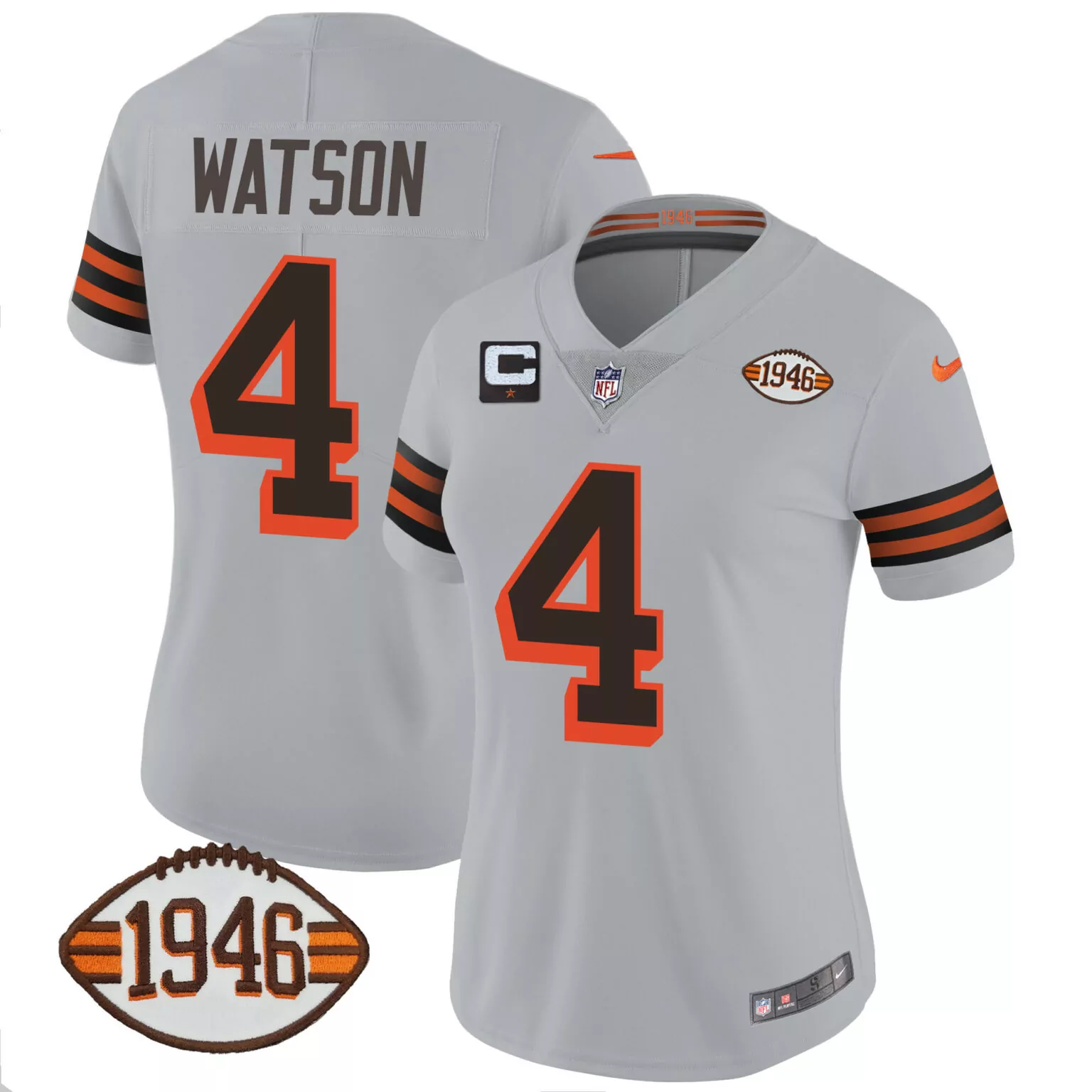 Deshaun Watson 4 Cleveland Browns Jersey Light Gray 1946 Men Nike Alternate Brown