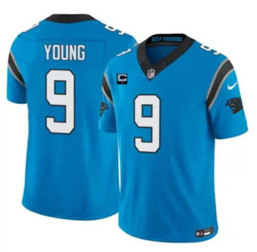 Bryce Young 9 Carolina Panthers Jersey Blue Men Black White Vapor Stitched