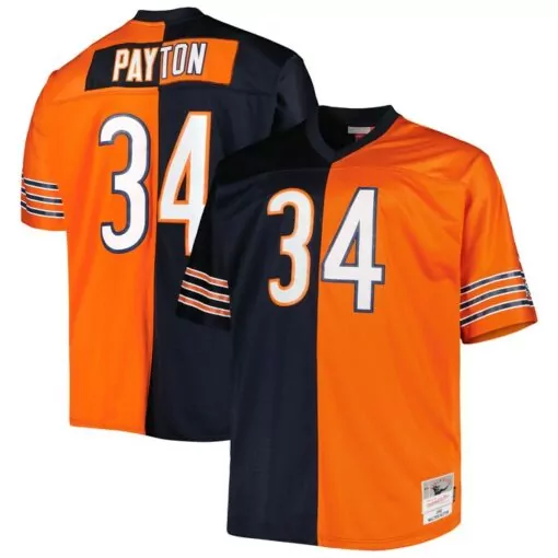 Walter Payton 34 Chicago Bears Jersey Orange Men Split Navy Blue Legacy Retired