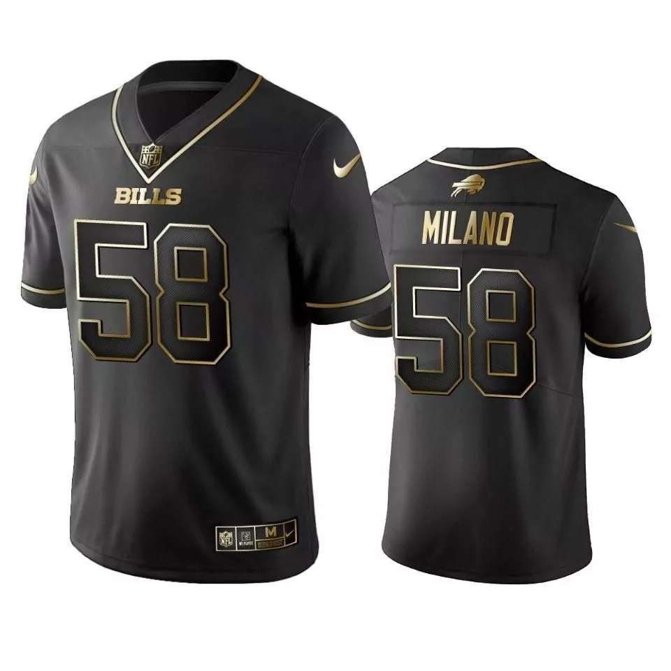 Matt Milano 58 Bills Jersey Black Men Gold Vapor Limited