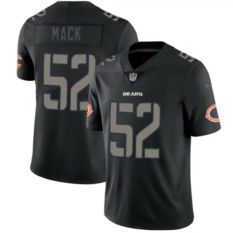Khalil Mack 52 Bears Jersey Black Men Player Gray Orange Stitched