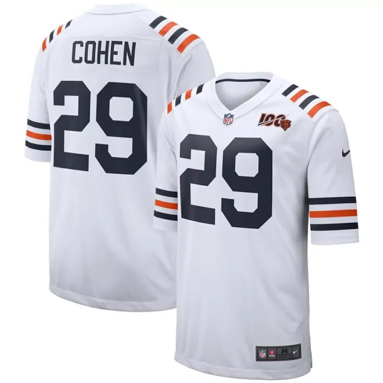 Tarik Cohen 29 Chicago Bears Jersey White Men Alternate Navy Orange Classic Game