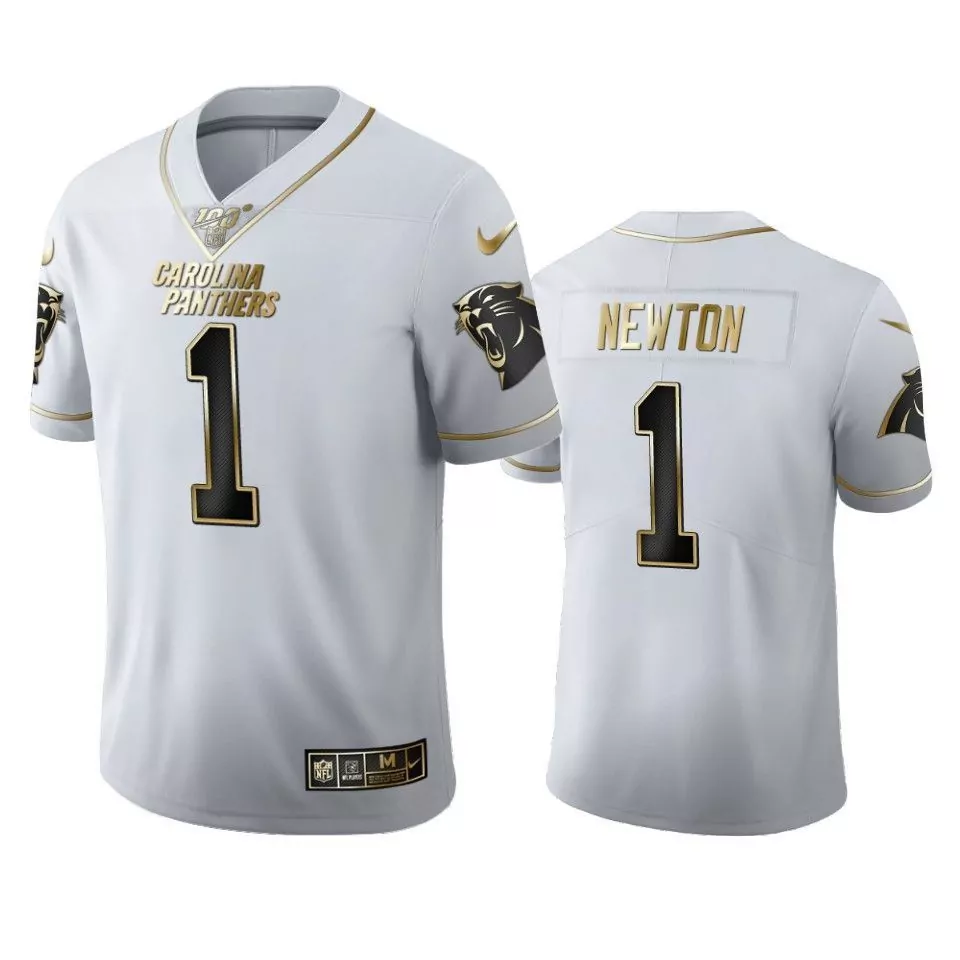 Cam Newton 1 Carolina Panthers Jersey White NFL 100 2020 Men Player Alternate Black