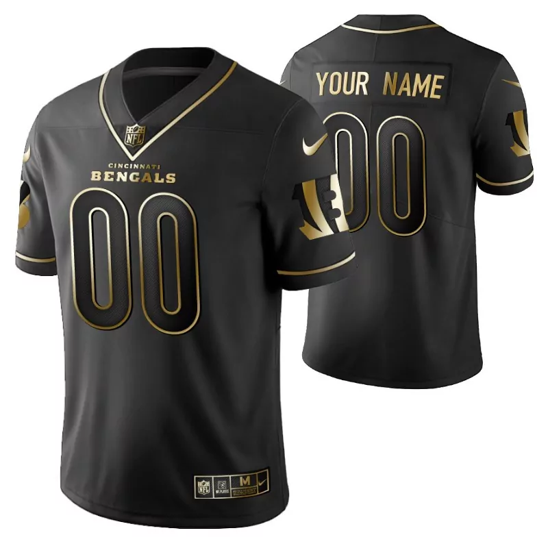 Custom Cincinnati Bengals Jersey Black Men Standard Gold