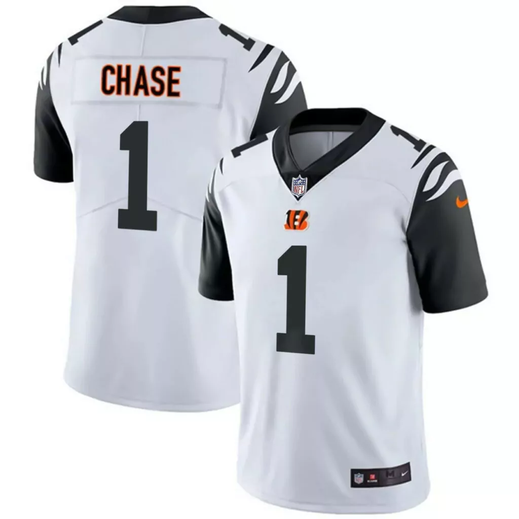 Ja'marr Chase 1 Jersey White Cincinnati Bengals Men Alternate Black Orange Rush All