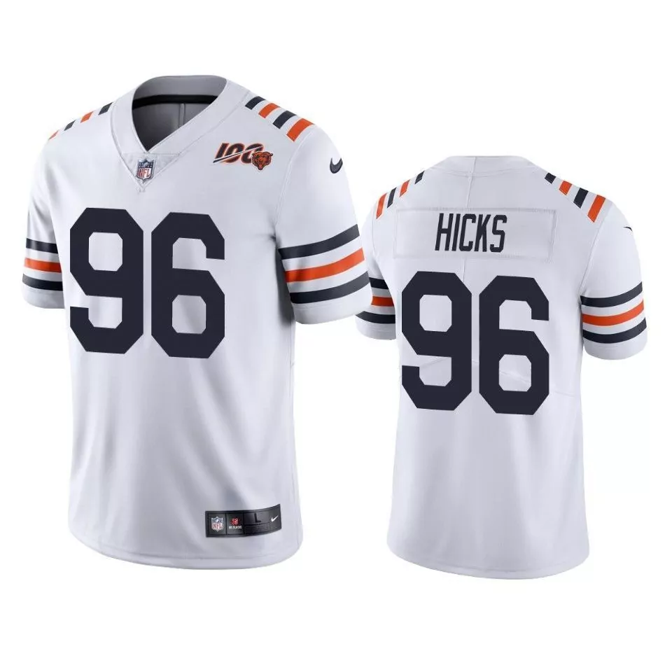 Akiem Hicks 96 Chicago Bears Jersey White Men Navy Blue Orange Alternate Classic