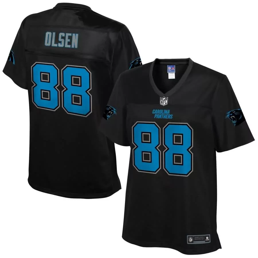 Greg Olsen 88 Carolina Panthers Jersey Black Men Blue Silver Pro Fashion