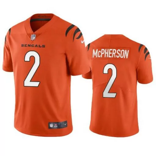 Evan Mcpherson 2 Bengals Jersey Orange Men Authentic Black White Vapor Stitched