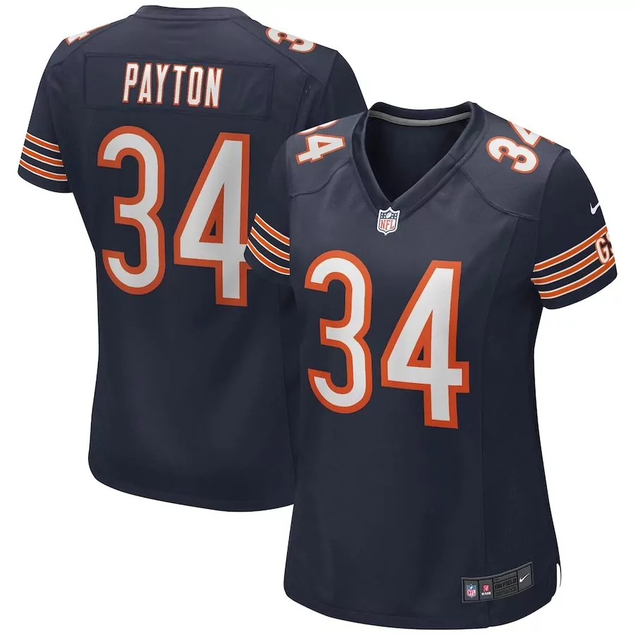 Walter Payton 34 Chicago Bears Jersey Navy Blue Men Replica Orange White Game Retired