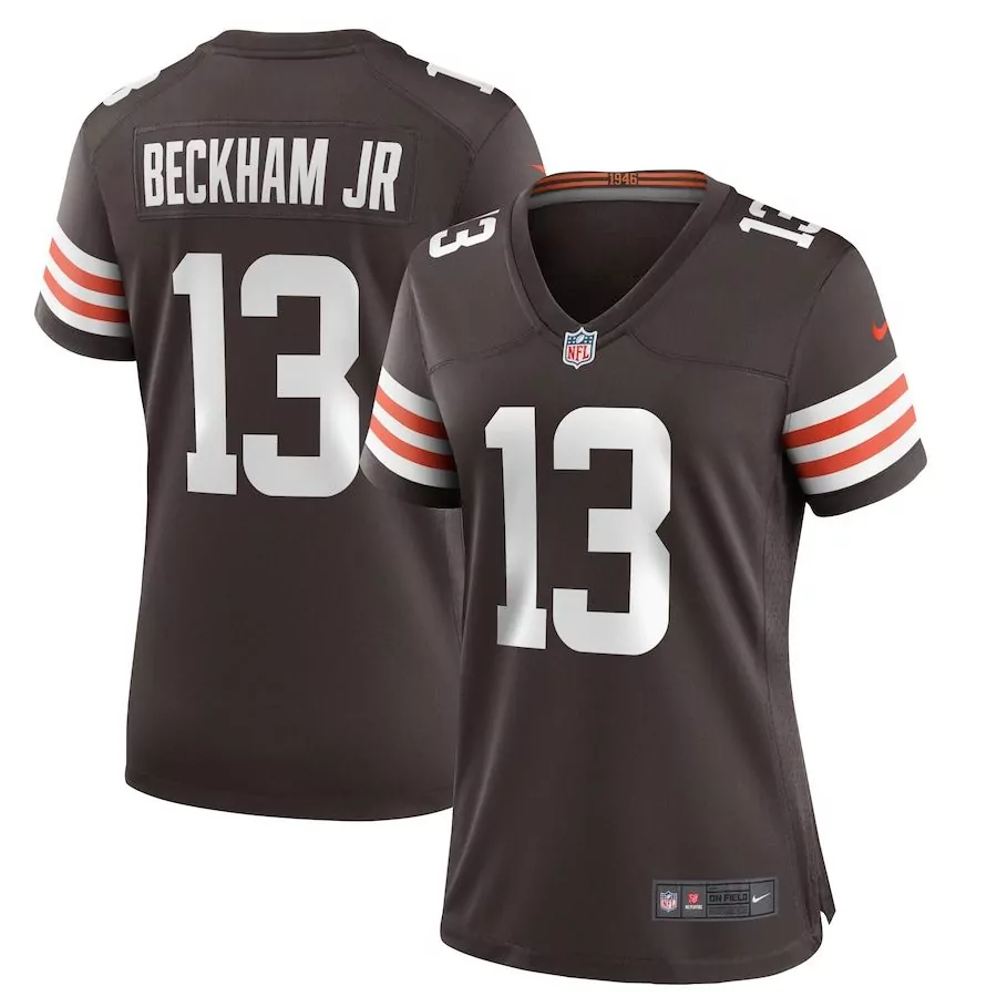 Odell Beckham 13 Cleveland Browns Jersey Brown Men White Orange Game