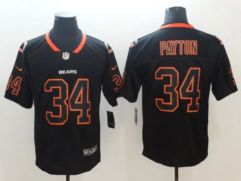 Walter Payton 34 Bears Jersey Black Men Orange Classic