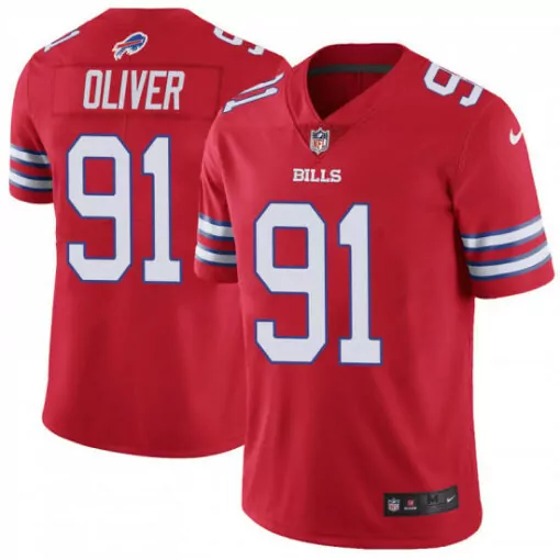 Ed Oliver 91 Buffalo Bills Jersey Red Men Authentic White Blue Vapor Stitched