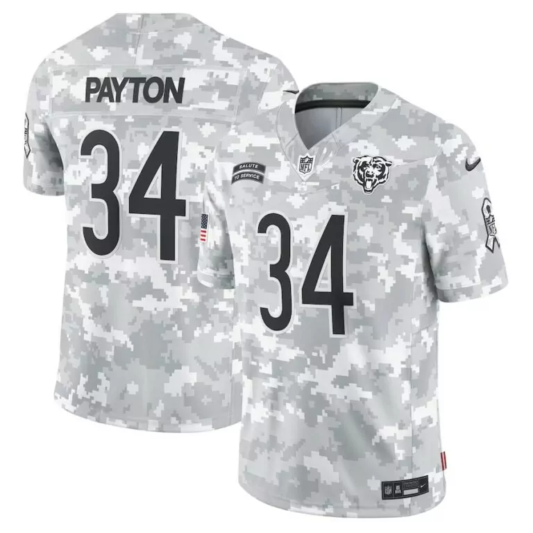 Walter Payton 34 Bears Jersey White Salute To Service American Flag Men Player Alternate