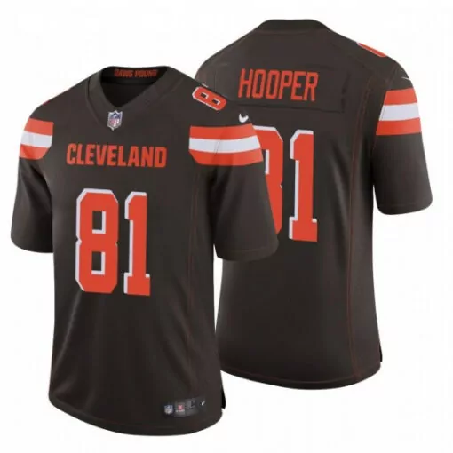 Austin Hooper 81 Cleveland Browns Jersey Brown Men Orange White Stitched Vapor
