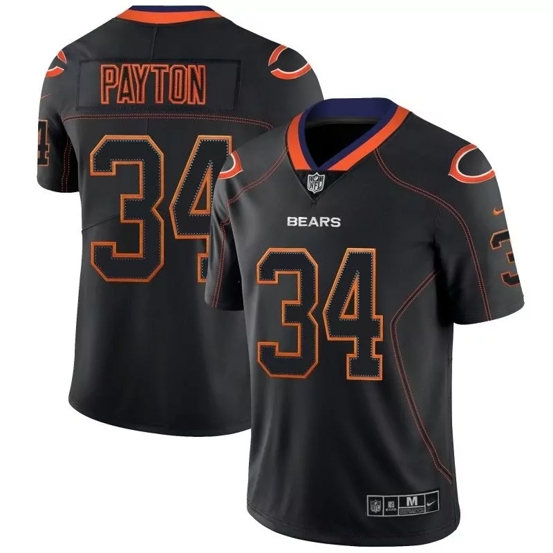 Walter Payton 34 Bears Jersey Black Men Player Orange Navy Blue Classic