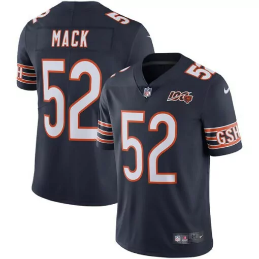 Khalil Mack 52 Bears Jersey Navy Blue Men Orange White Vapor Stitched