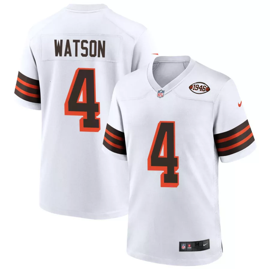 Deshaun Watson 4 Cleveland Browns Jersey White Men NFL Brown Orange Collection Alternate