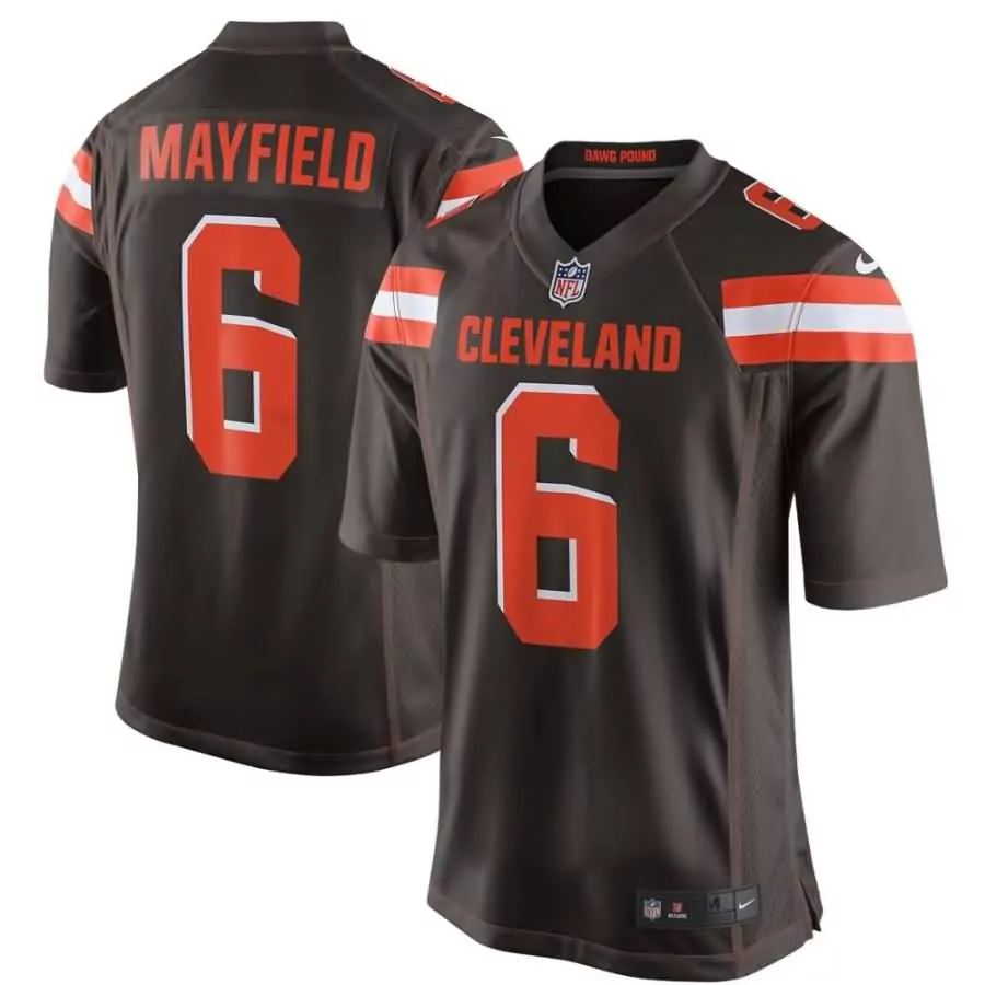 Baker Mayfield 6 Cleveland Jersey Brown Men Orange White Game