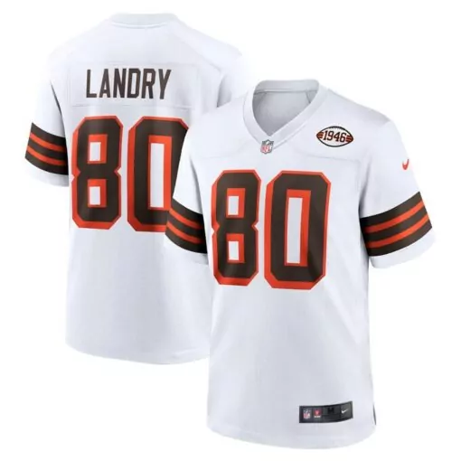 Jarvis Landry 80 Cleveland Browns Jersey White Men Official Orange Brown Collection