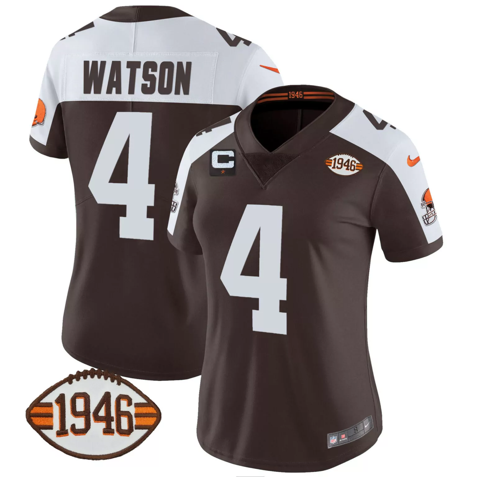 Deshaun Watson 4 Cleveland Browns Jersey Brown Men White Orange Alternate Anniversary