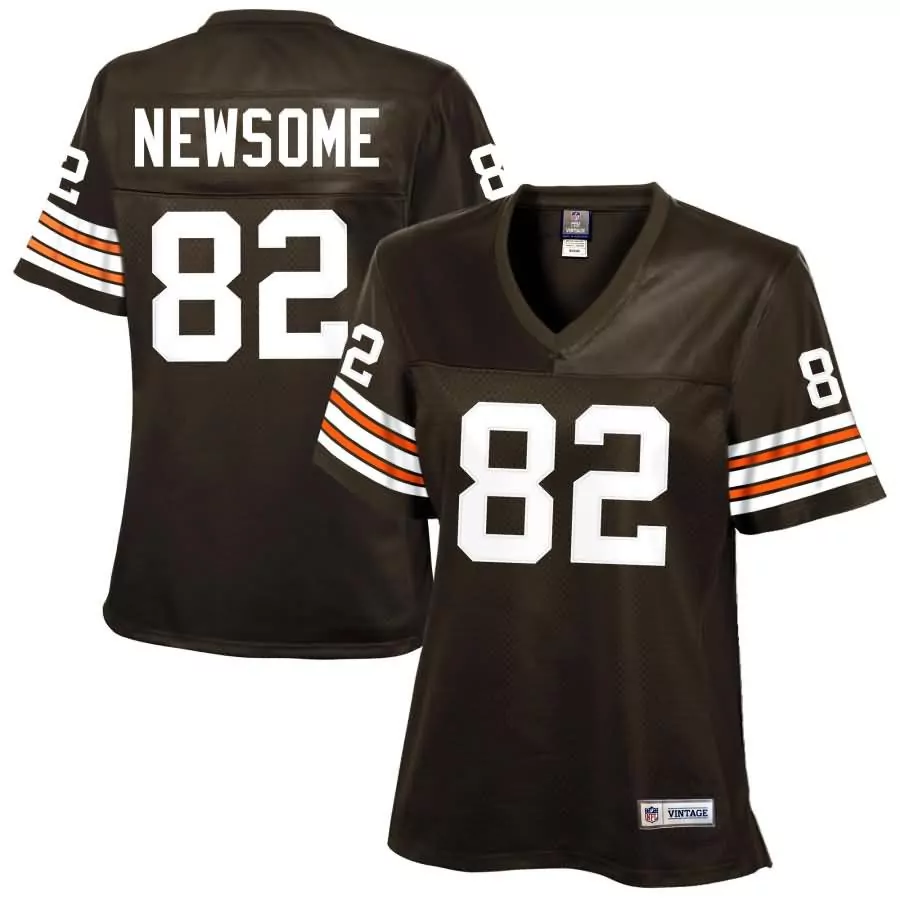 Ozzie Newsome 82 Browns Jersey Brown Women V-neck Orange White Retired